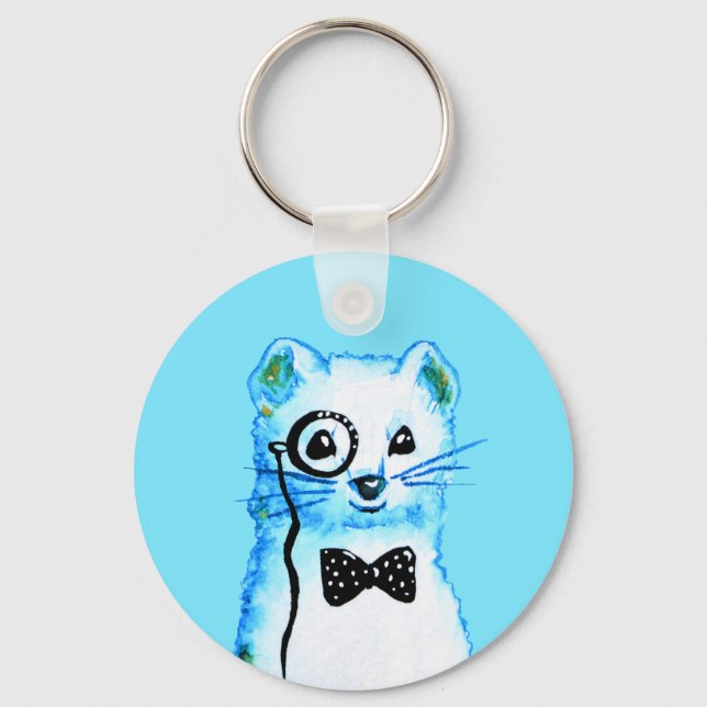 White Ferret QR Code Music Lover  Key Ring (Front)