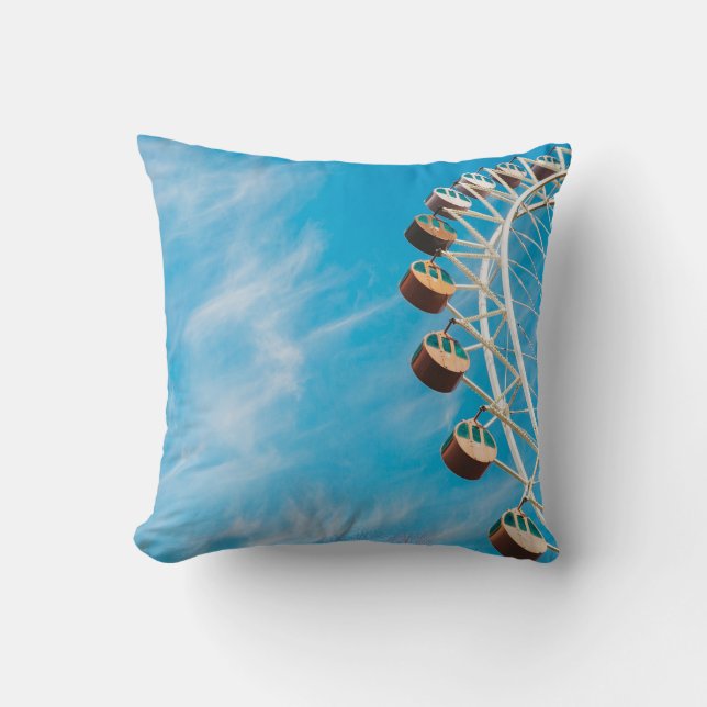 White Ferris wheel under clear sky in the morning Cushion (Front)