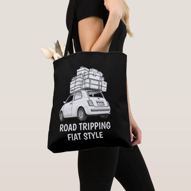 White Fiat Car Tote Bag (Close Up)