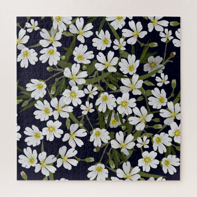 White field flowers: vintage pattern. jigsaw puzzle (Vertical)