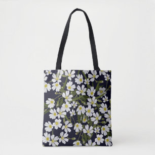 White field flowers: vintage pattern. tote bag