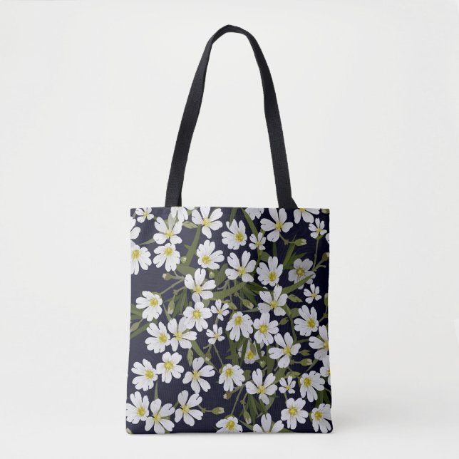 White field flowers: vintage pattern. tote bag (Front)