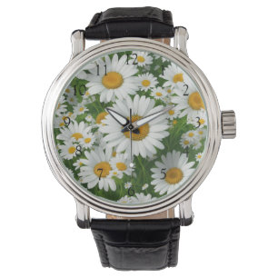 White fields of daisies white flowers greenery watch
