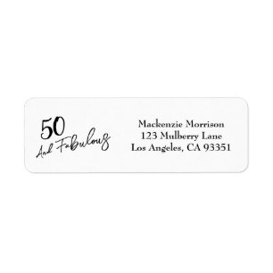 White Fifty and Fabulous Script Birthday Party
