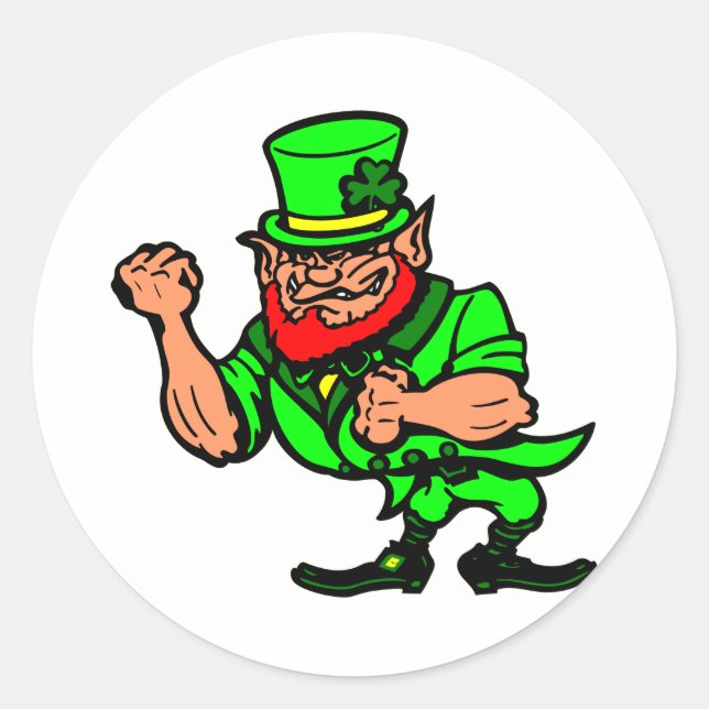 White Fighting Irish Man Classic Round Sticker (Front)