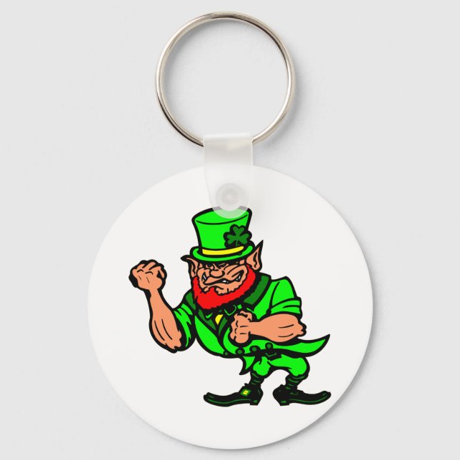 White Fighting Irish Man Key Ring (Front)