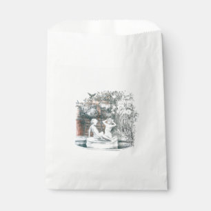 White figures of the girls of the city fountain favour bags