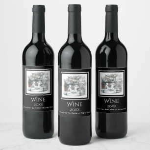 White figures of the girls of the city fountain wine label