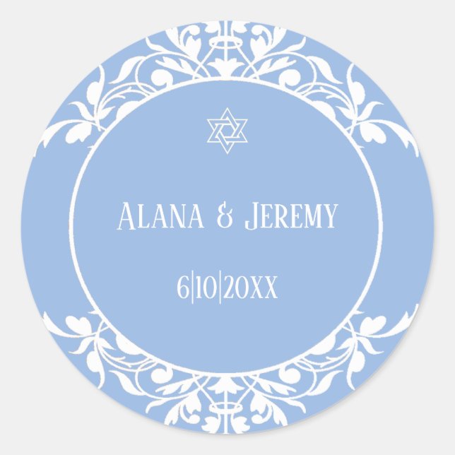 White Filigree Jewish Star wedding Sticker (Front)