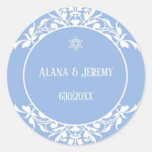 White Filigree Jewish Star wedding Sticker