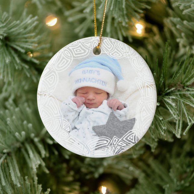 White Filigree - One Sided Ceramic Tree Decoration (Tree)