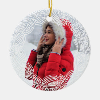 White Filigree - Two Sided Ceramic Tree Decoration