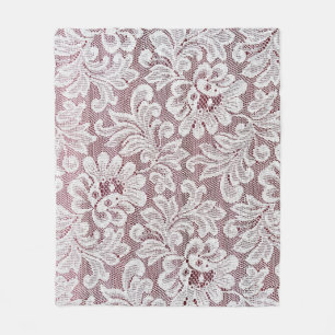 White fine elegance lace texture with seamless bea fleece blanket