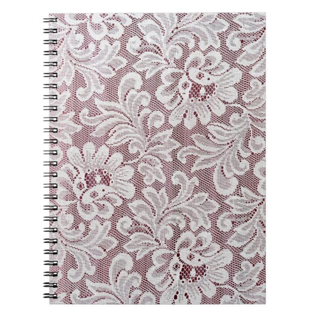 White fine elegance lace texture with seamless bea notebook (Front)