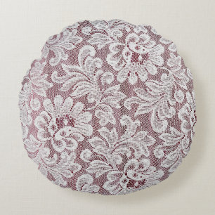 White fine elegance lace texture with seamless bea round cushion