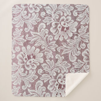 White fine elegance lace texture with seamless bea sherpa blanket