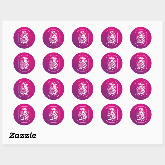 White Fingerprint on Pink Classic Round Sticker (Sheet)