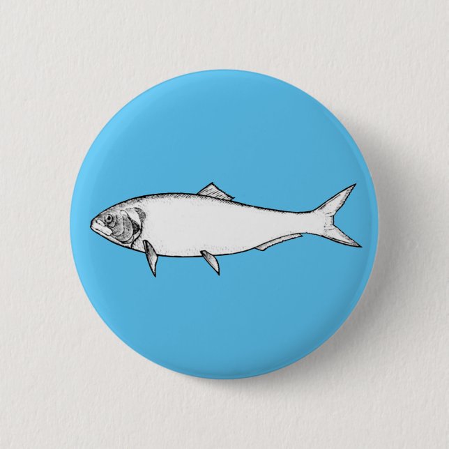 White Fish 6 Cm Round Badge (Front)