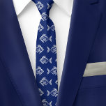 White Fish In The Deep Blue Sea Tie<br><div class="desc">White fish swim back and forth on a navy blue background.</div>