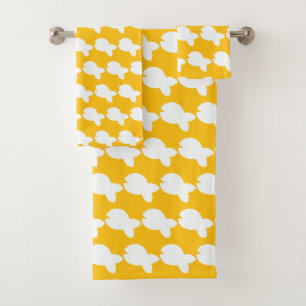 White Fishy Fishy Kids Yellow  Bath Towel Set