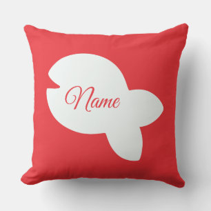 White Fishy Fishy Red Orange Combo Kids Patio Cushion