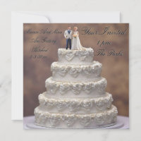 White Five Tier Wedding Cake With Bridal Couple,