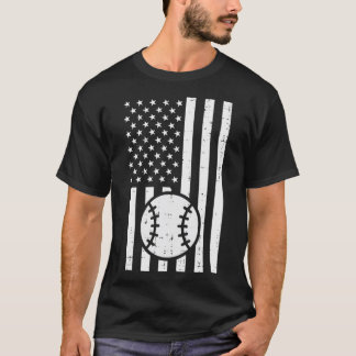 White Flag Baseball Vintage Patriotic Coach Player T-Shirt
