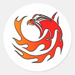 White Flame Tribal Eagle Head Classic Round Sticker