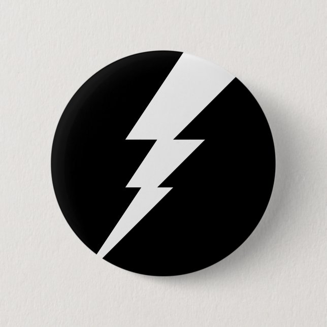 White Flash Lightning Bolt 6 Cm Round Badge (Front)