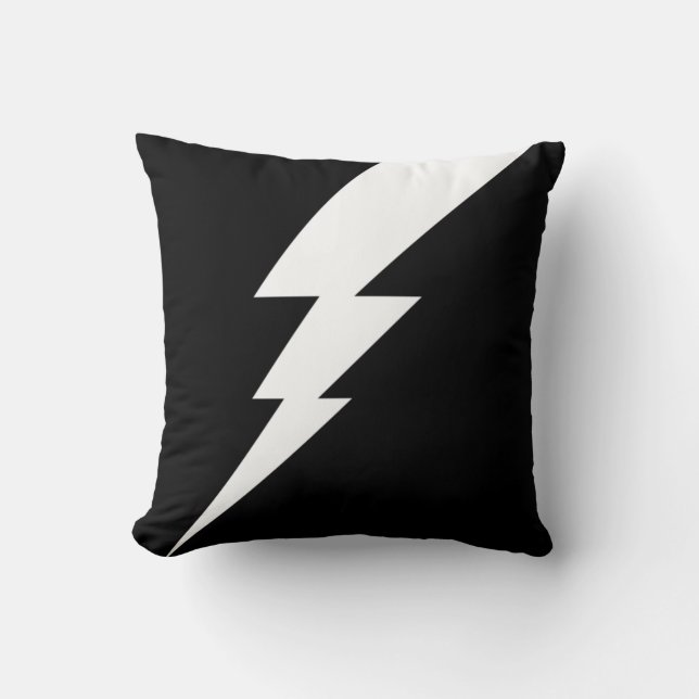 White Flash Lightning Bolt Cushion (Front)