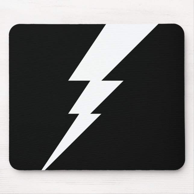 White Flash Lightning Bolt Mouse Pad (Front)