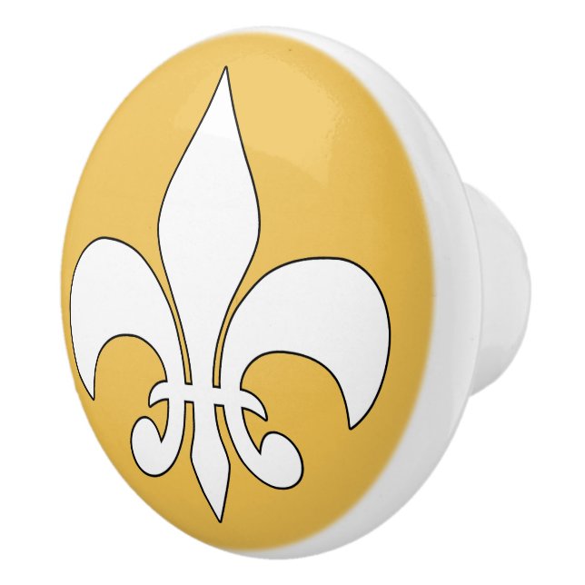 White Fleur-de-Lis Custom Ceramic Knob (Right)