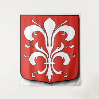 White Fleur-de-Lis Shield – Nobility & Elegance Tapestry