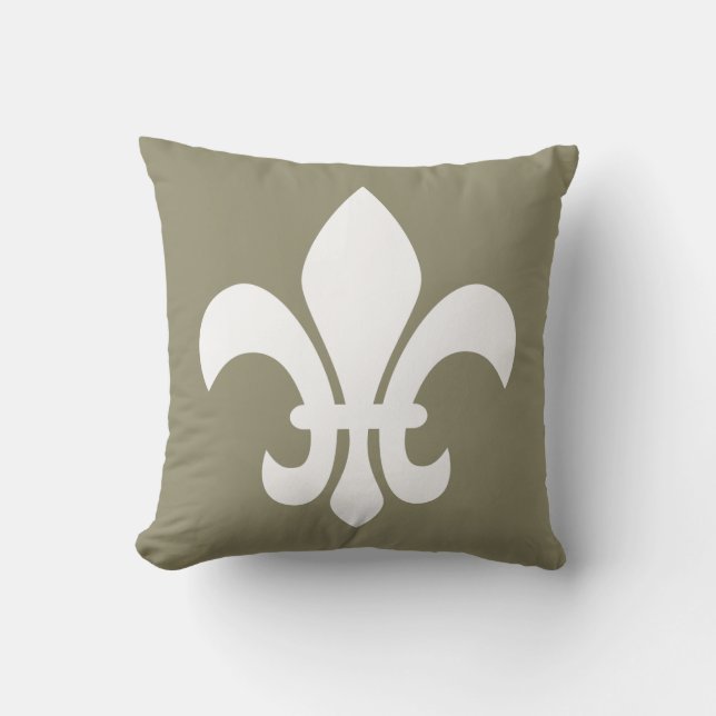 White Fleur de Lys Your Choice Background Colour Cushion (Front)