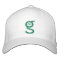 White Flex Fit Cap w Green Logo Embroidered