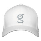 White Flex Fit Cap w Lt-Blue Logo Embroidered