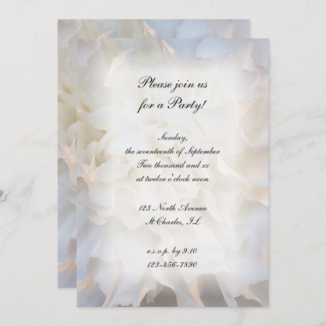 White Floral All Occasion Party Invitation (Front/Back)
