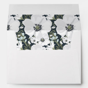 White Floral Anemone lined Wedding Envelope