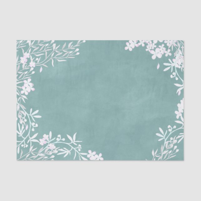 White Floral Any Colour Watercolor Wedding Tissue Paper (Front)