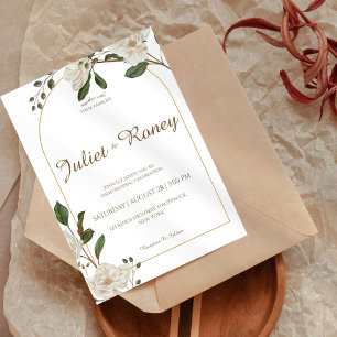 White Floral Arch Wedding Invitation