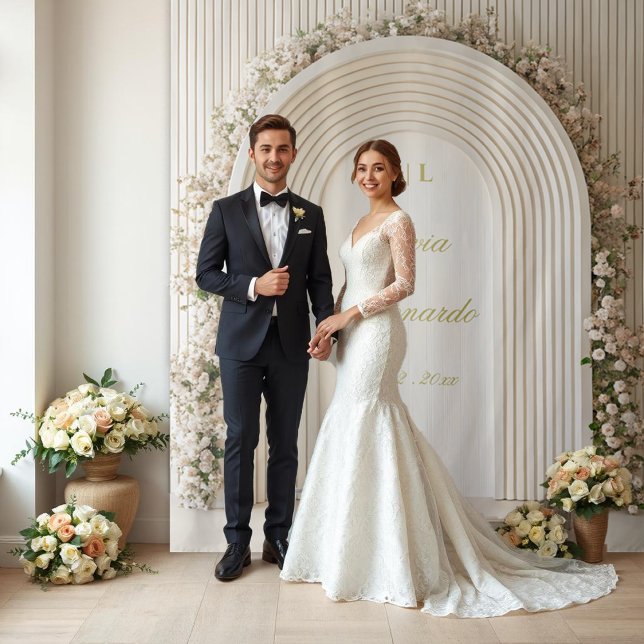 White Floral Arch Wedding Photo Booth Backdrop Tapestry (Creator Uploaded)