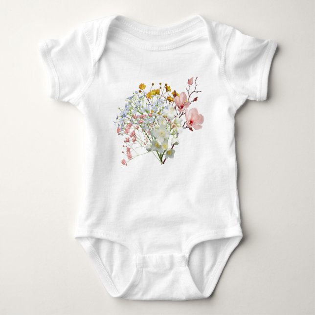 White Floral Baby Girl Bodysuit (Front)