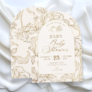 White floral baby shower invitation