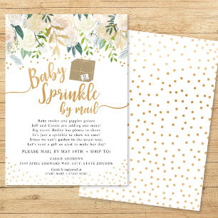 White Floral Baby Sprinkle by mail baby shower Invitation