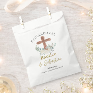 White floral Baptism Favour Bags