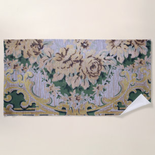 White Floral Beach Towel