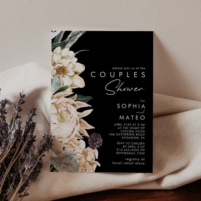 White Floral | Black Couples Shower Invitation (Creator Uploaded)