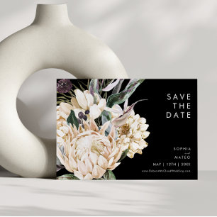 White Floral   Black Horizontal Save The Date