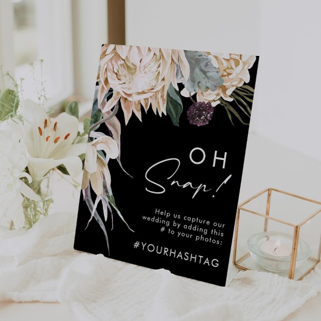 White Floral | Black Oh Snap Hashtag Sign (Creator Uploaded)