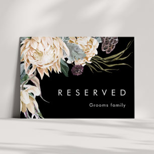 White Floral   Black Reserved Sign